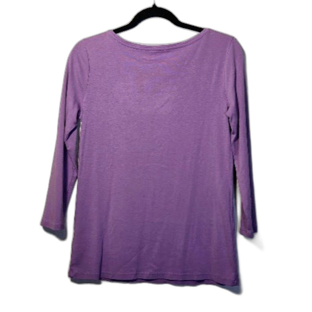 Talbots Women's  Light Purple Shade 3/4 Sleeve 100% Pima Cotton Knit Top Size: S - Picture 3 of 11